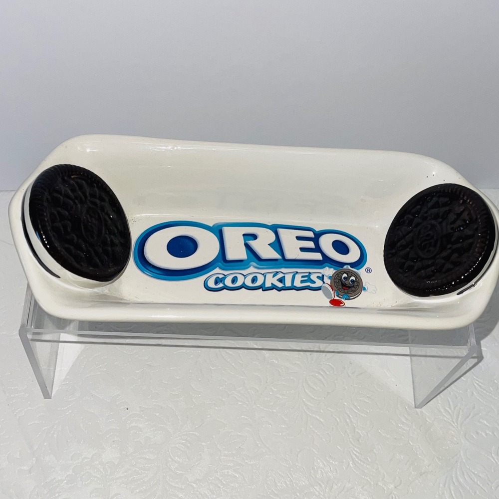 Oreo Cookies Ceramic Cookie Holder Tray Dish Houston Harvest Kraft Foods  8.5"